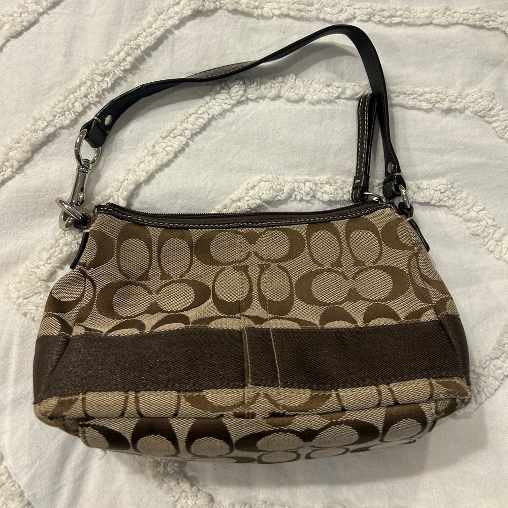Coach Tan and Brown Signature Shoulder Bag